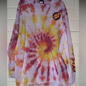 reworked Santa Cruz long sleeve tee. flame design on right arm